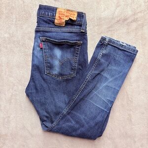 Levis 510 Jeans Mens 34x30 Straight Fit Distressed Blue Denim